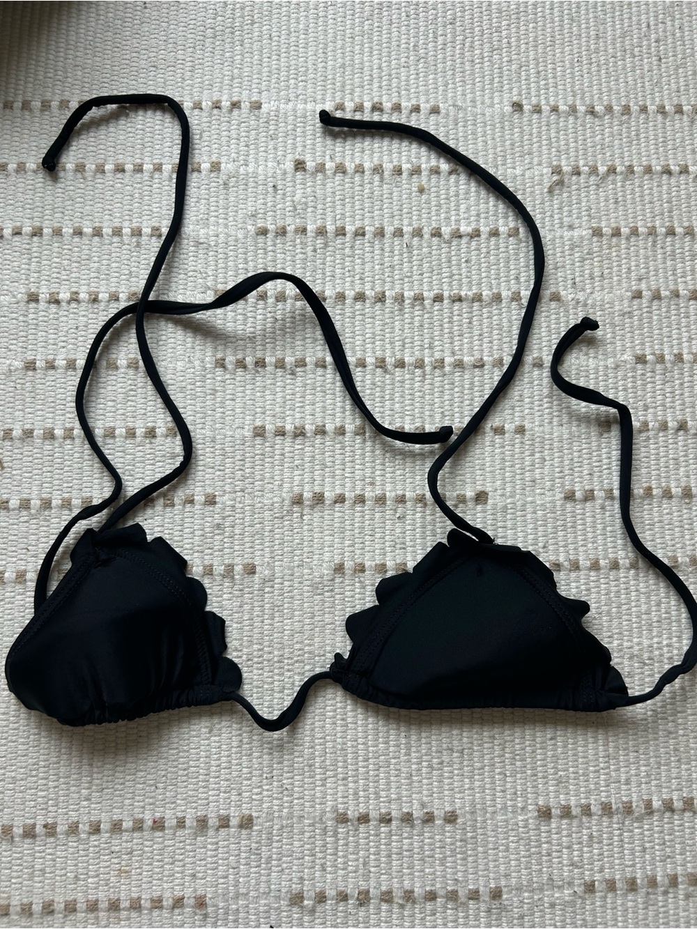Free People Black Scalloped Triangle Bikini Top
